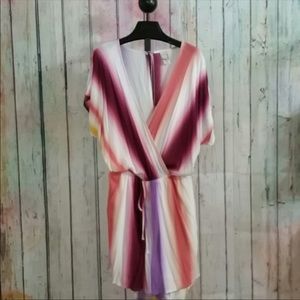 Striped Surplice Romper- Plus Size